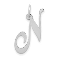 Load image into Gallery viewer, 14K White Gold Medium Fancy Script Letter N Initial Charm
