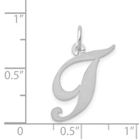 Load image into Gallery viewer, 14K White Gold Medium Fancy Script Letter T Initial Charm
