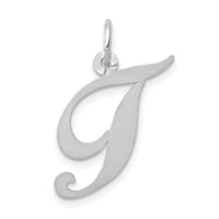 Load image into Gallery viewer, 14K White Gold Medium Fancy Script Letter T Initial Charm
