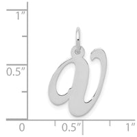 Load image into Gallery viewer, 14K White Gold Medium Fancy Script Letter V Initial Charm
