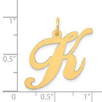 Load image into Gallery viewer, 14k Large Fancy Script Letter K Initial Charm
