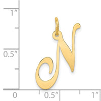 Load image into Gallery viewer, 14k Large Fancy Script Letter N Initial Charm
