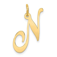 Load image into Gallery viewer, 14k Large Fancy Script Letter N Initial Charm
