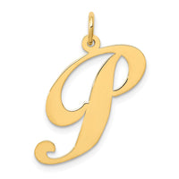 Load image into Gallery viewer, 14k Large Fancy Script Letter P Initial Charm
