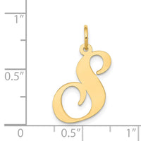 Load image into Gallery viewer, 14k Large Fancy Script Letter S Initial Charm
