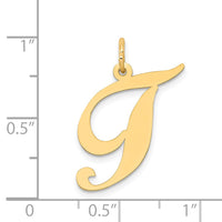 Load image into Gallery viewer, 14k Large Fancy Script Letter T Initial Charm
