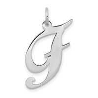 Load image into Gallery viewer, 14k White Gold Large Fancy Script Letter F Initial Charm
