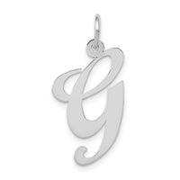 Load image into Gallery viewer, 14k White Gold Large Fancy Script Letter G Initial Charm
