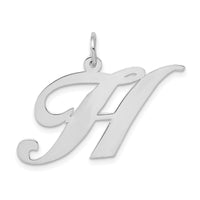 Load image into Gallery viewer, 14k White Gold Large Fancy Script Letter H Initial Charm
