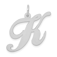 Load image into Gallery viewer, 14k White Gold Large Fancy Script Letter K Initial Charm

