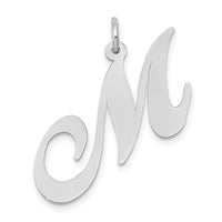 Load image into Gallery viewer, 14k White Gold Large Fancy Script Letter M Initial Charm
