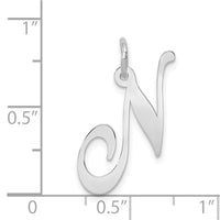 Load image into Gallery viewer, 14k White Gold Large Fancy Script Letter N Initial Charm
