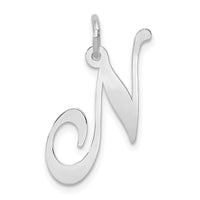 Load image into Gallery viewer, 14k White Gold Large Fancy Script Letter N Initial Charm
