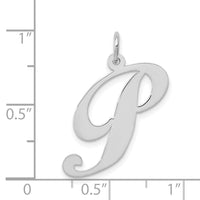 Load image into Gallery viewer, 14k White Gold Large Fancy Script Letter P Initial Charm
