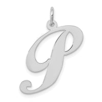 Load image into Gallery viewer, 14k White Gold Large Fancy Script Letter P Initial Charm
