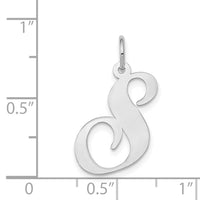 Load image into Gallery viewer, 14k White Gold Large Fancy Script Letter S Initial Charm
