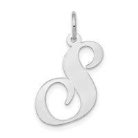 Load image into Gallery viewer, 14k White Gold Large Fancy Script Letter S Initial Charm

