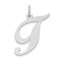 Load image into Gallery viewer, 14k White Gold Large Fancy Script Letter T Initial Charm
