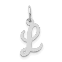 Load image into Gallery viewer, 14k White Gold Small Script Letter L Initial Charm
