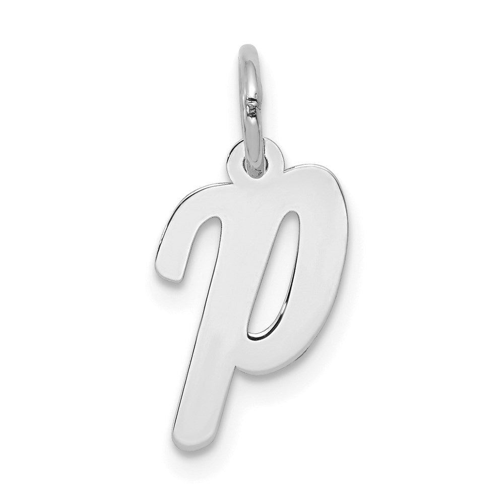 14k White Gold Small Script Letter P Initial Charm