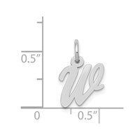 Load image into Gallery viewer, 14k White Gold Small Script Letter W Initial Charm
