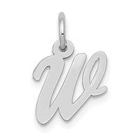 Load image into Gallery viewer, 14k White Gold Small Script Letter W Initial Charm
