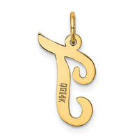 Load image into Gallery viewer, 14k Medium Script Letter T Initial Charm
