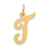 Load image into Gallery viewer, 14k Medium Script Letter T Initial Charm
