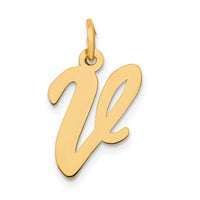 Load image into Gallery viewer, 14k Medium Script Letter V Initial Charm
