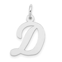 Load image into Gallery viewer, 14k White Gold Medium Script Letter D Initial Charm
