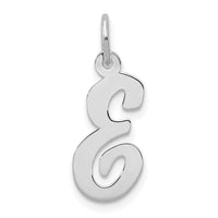 Load image into Gallery viewer, 14k White Gold Medium Script Letter E Initial Charm
