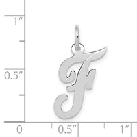 Load image into Gallery viewer, 14k White Gold Medium Script Letter F Initial Charm
