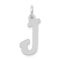 Load image into Gallery viewer, 14k White Gold Medium Script Letter J Initial Charm
