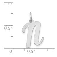 Load image into Gallery viewer, 14k White Gold Medium Script Letter N Initial Charm
