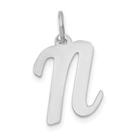 Load image into Gallery viewer, 14k White Gold Medium Script Letter N Initial Charm
