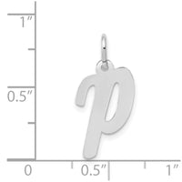 Load image into Gallery viewer, 14k White Gold Medium Script Letter P Initial Charm
