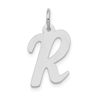 Load image into Gallery viewer, 14k White Gold Medium Script Letter R Initial Charm
