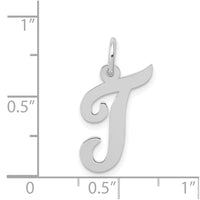 Load image into Gallery viewer, 14k White Gold Medium Script Letter T Initial Charm
