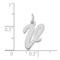 Load image into Gallery viewer, 14k White Gold Medium Script Letter V Initial Charm
