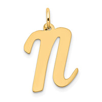 Load image into Gallery viewer, 14k Large Script Letter N Initial Charm
