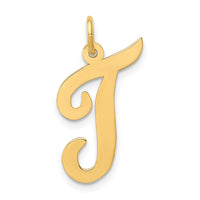 Load image into Gallery viewer, 14k Large Script Letter T Initial Charm

