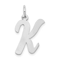 Load image into Gallery viewer, 14k White Gold Large Script Letter K Initial Charm
