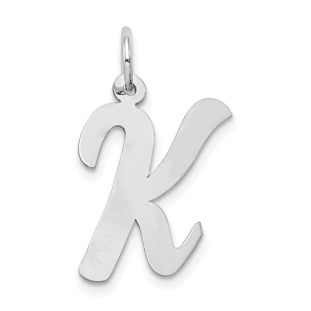 14k White Gold Large Script Letter K Initial Charm
