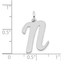Load image into Gallery viewer, 14k White Gold Large Script Letter N Initial Charm
