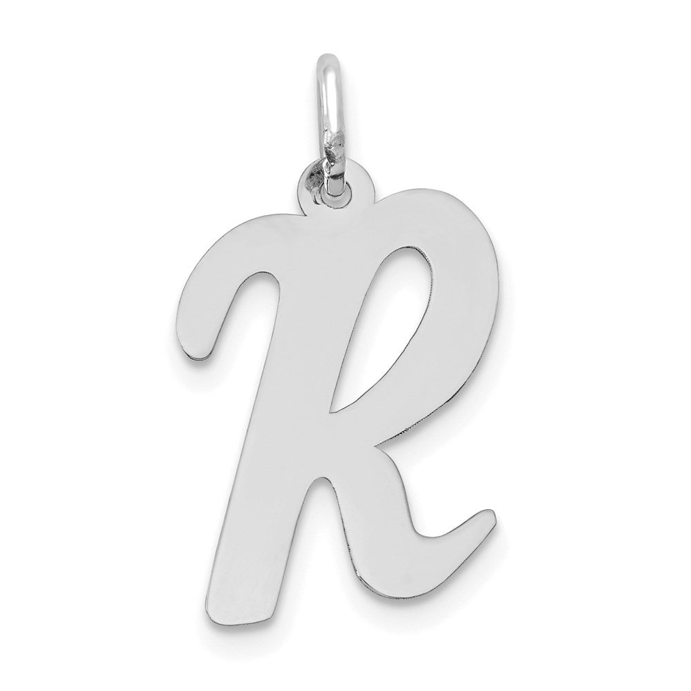 14k White Gold Large Script Letter R Initial Charm