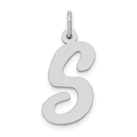 Load image into Gallery viewer, 14k White Gold Large Script Letter S Initial Charm
