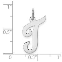 Load image into Gallery viewer, 14k White Gold Large Script Letter T Initial Charm
