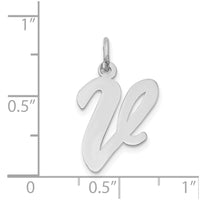 Load image into Gallery viewer, 14k White Gold Large Script Letter V Initial Charm
