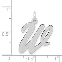 Load image into Gallery viewer, 14k White Gold Large Script Letter W Initial Charm
