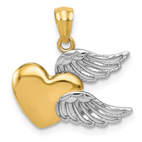 Load image into Gallery viewer, 14K and White Rhodium Polished Heart w/ Wings Pendant
